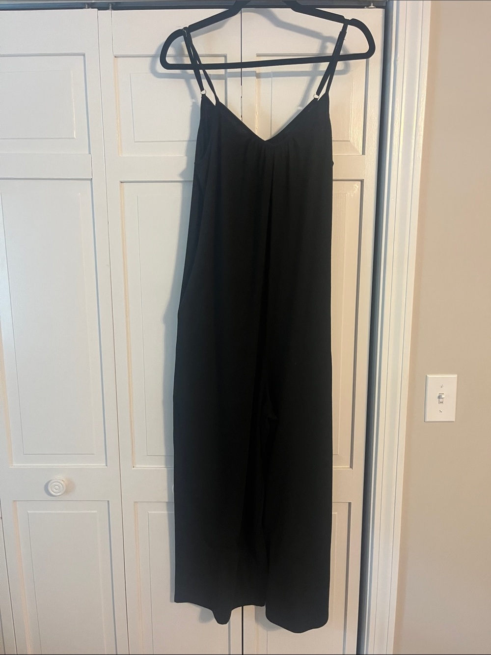 Black Spaghetti-Strap Wide-Leg Jumpsuit